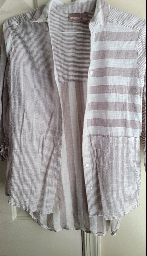 💥Chico's 3/4 sleeve cotton high-low button down